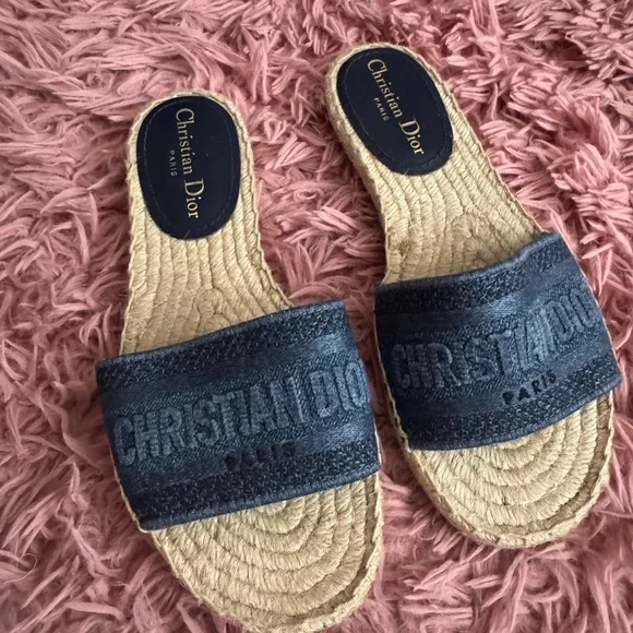 Dior Navy and Beige Espadrille Sandals - Picture 6 of 6